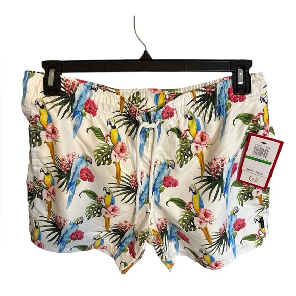 Ring of Fire Sz Large Parrot and Floral Print shorts/swim Trunks NWT - Picture 4 of 12